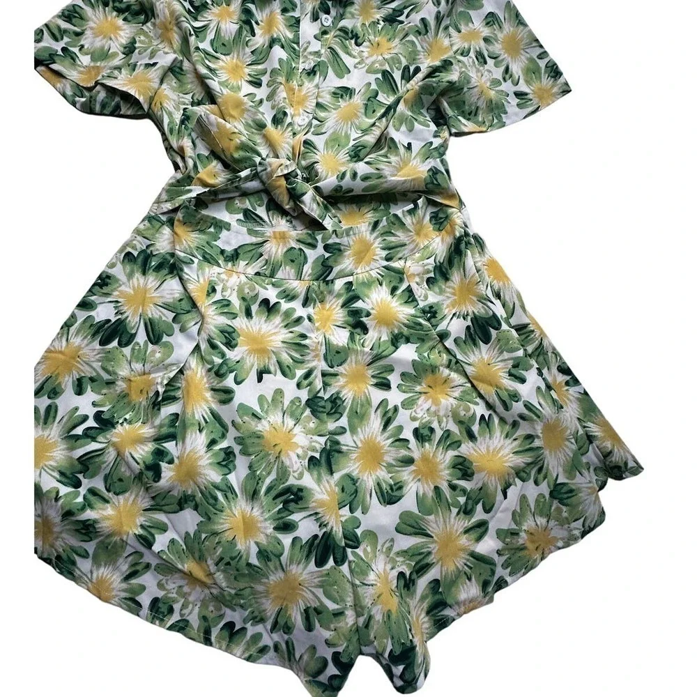 Hello Molly Ruby Seas Green/White/Yellow Floral Midriff Cut Out Romper- US6 - Picture 5 of 12